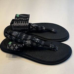Sanuk Sling Black Grey Sandal Size 9